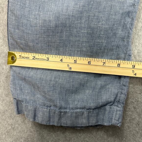 Athleta Pant Womens Size 2 Chambray Blue Cabo Linen Wide Leg Mid Rise Athletic - Picture 11 of 11